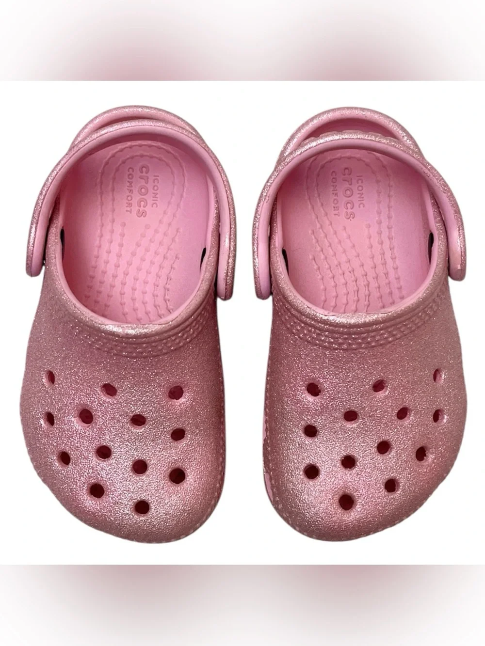 Crocs Kids Classic Pink Glitter Clogs Size C6